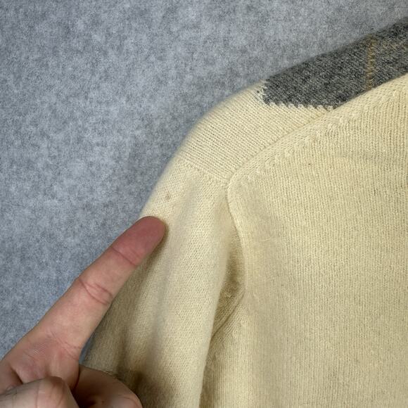 Vintage Pringle Scotland Argyle Sweater 100% Lambswool Men's Medium Cream - Picture 13 of 14